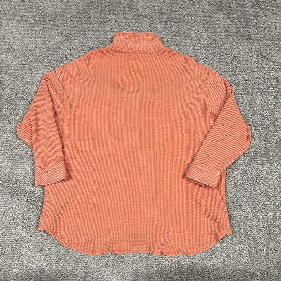 Aerie Lumberjane Shirt Womens Small Waffle Knit Saturn Peach Orange Oversized - Picture 5 of 7